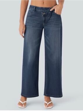 Halara Asymetrical Wide Leg Baggy Jeans NWT M Tall